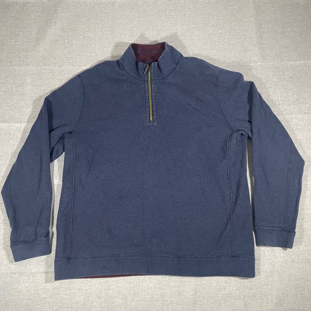 Tommy Bahama Reversible Quarter Zip Pullover Mens XL Blue Burgundy
